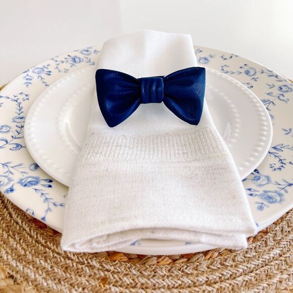 Stylish Bow Napkin Rings – Navy Blue - Handmade - Wedding Party Event Planner - Picture 8 of 13
